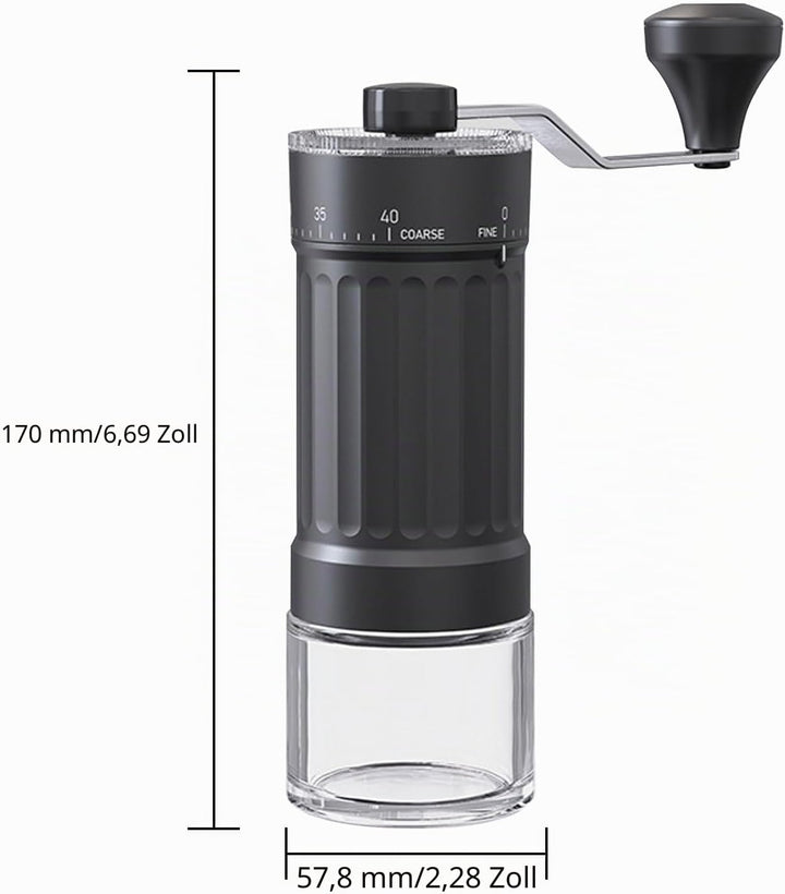 Irishom Manuell Kaffeemühle 40 Grössengrössen Einstellungen Keramik 2.0 Burr tragbar für Heimbüro od