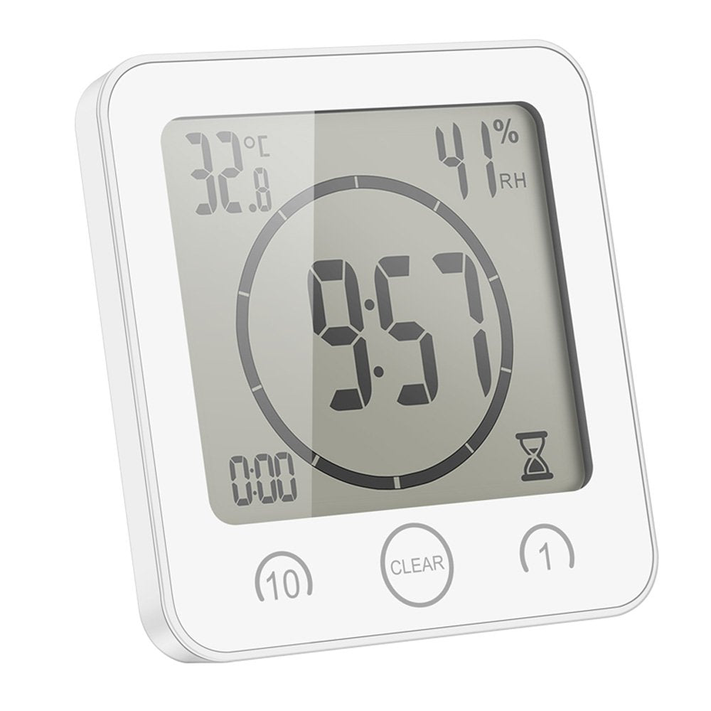 AOZBZ Duschwanduhr, Digitaler Küchentimer mit Alarm, Wasserdicht Touchscreen Timer, Temperatur Luftf