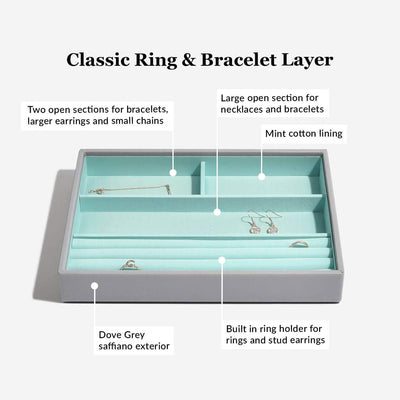 Stackers Grau Mint Klassisch Schmuckschatulle - 4 Dove Grey/Mint Green, Dove Grey/Mint Green