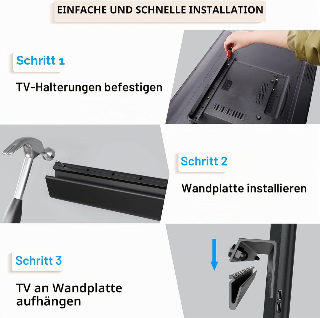 TV Wandhalterung, Ultraslim Fernsehen Halterung Wand für 22-55 Zoll Flach &amp; Curved Fernseher oder Mo