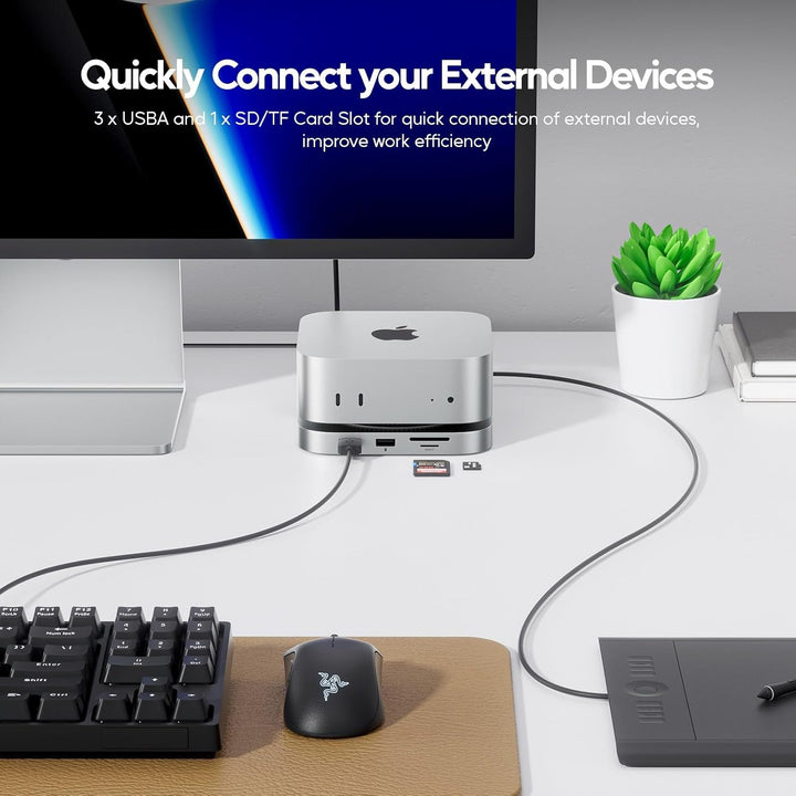 Mac mini M4 Dock mit 4TB SSD Enclosure (SSD Not Included),USB C Hub Zubehör für Mac mini 2024 M4 Pro