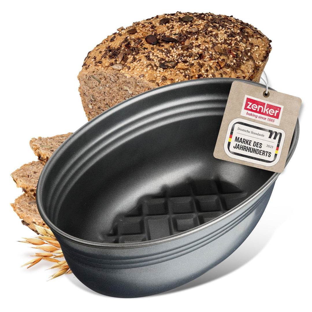 Zenker Brotform oval BLACK METALLIC, Brotbackform mit keramisch verstärkt Antihaftbeschichtung, Kuch