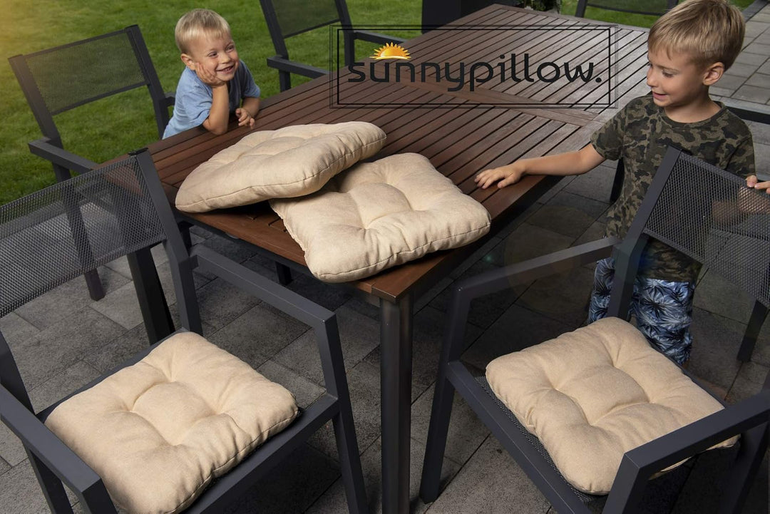 sunnypillow 4er Set Stuhlkissen 45x45 cm Bequeme 8cm Polsterauflage Auflage für Stühle/Bänke in Haus