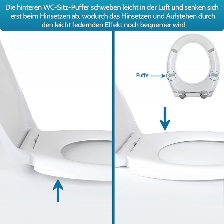 Benkstein® Premium Toilettendeckel antibakteriell oval weiss. Klodeckel mit Quick-Release-Funktion u