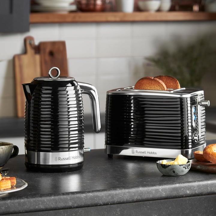Russell Hobbs Inspire Schwarz Frühstückset: Wasserkocher [1,7l, 2400W] 24361-70 und Toaster [für 2 S