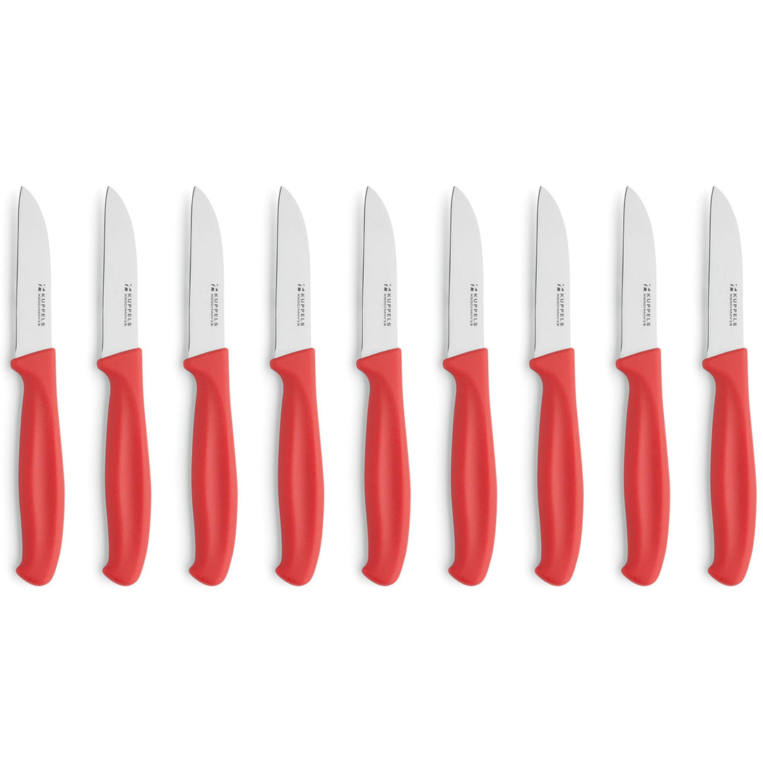 Kuppels Küchenmesser Set 9-tlg rot, scharfe Klingen 420HC Stahl | Gemüsemesser, Schälmesser und Obst