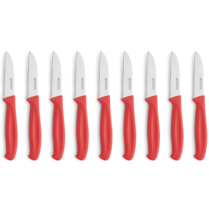 Kuppels Küchenmesser Set 9-tlg rot, scharfe Klingen 420HC Stahl | Gemüsemesser, Schälmesser und Obst
