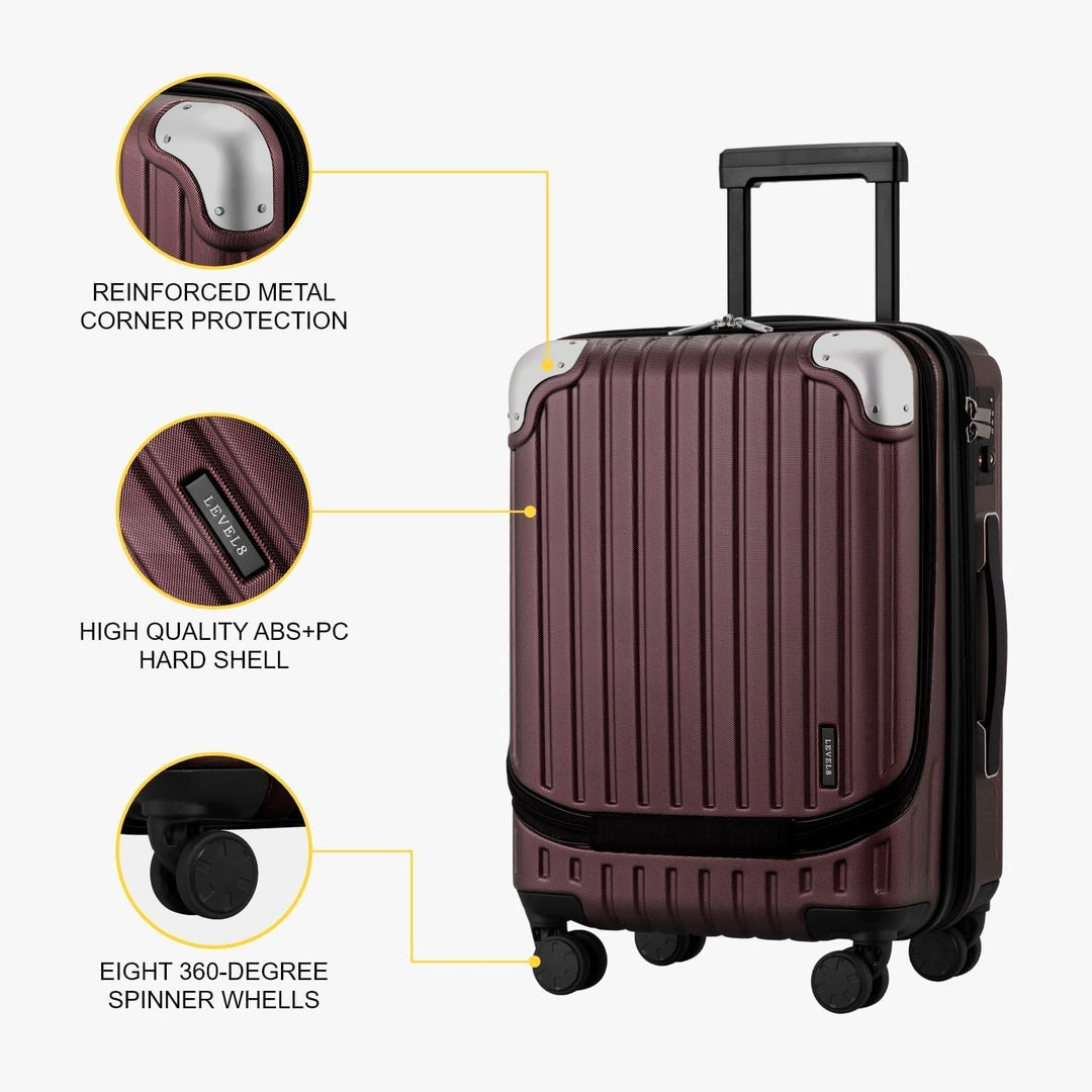 LEVEL8 Koffer Trolleys Handgepäck Hartschalenkoffer Rollkoffer Reisekoffer, TSA Rot (Organizer-Set)3