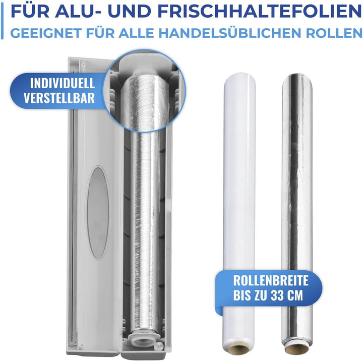 WENKO Folienschneider Perfect-Cutter, 2er Set, praktischer Abroller für Frischhaltefolie und Alufoli