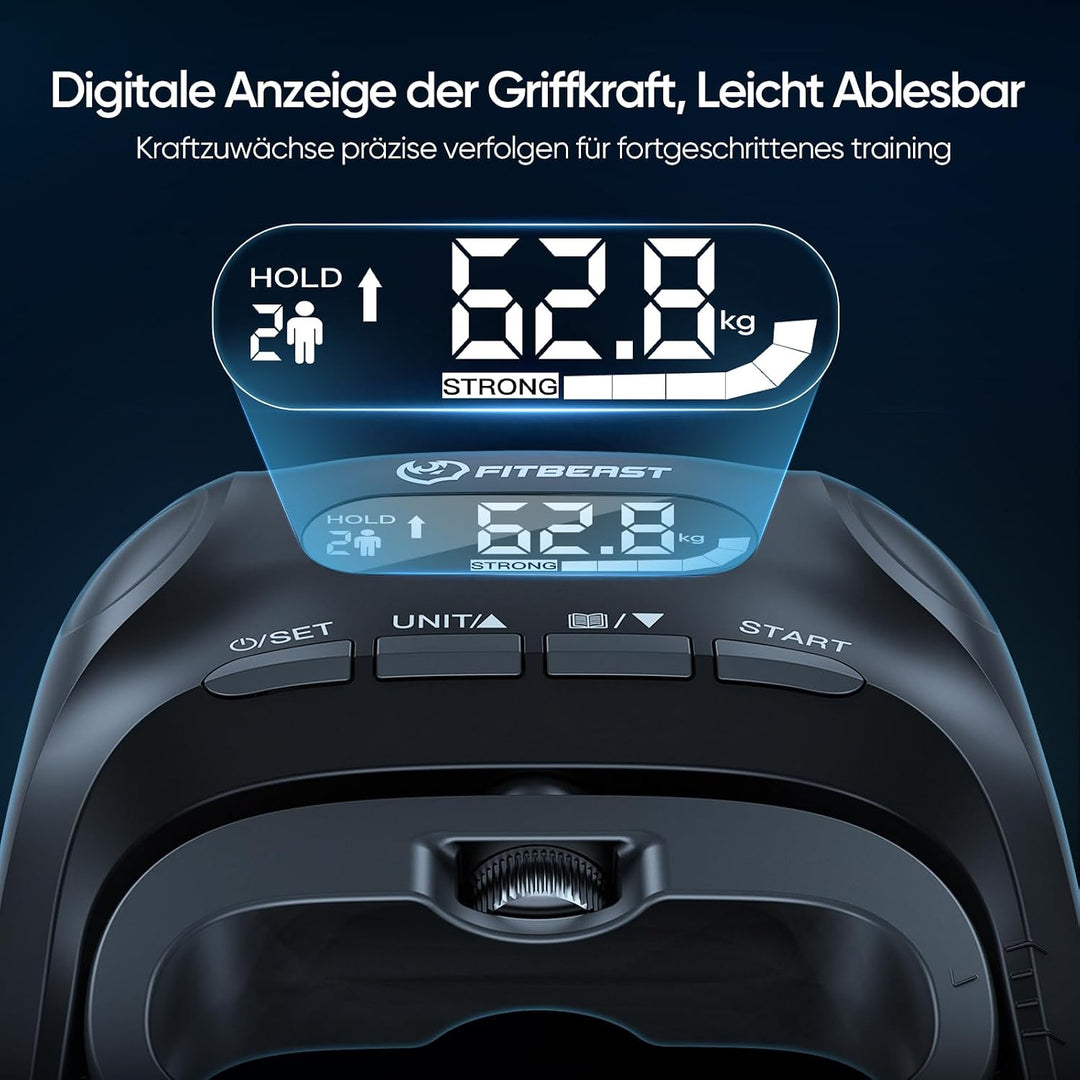 FitBeast Griffkraft-Tester mit einstellbarem Griffkrafttrainer &amp; Fingertrainer - Fortschritt verfolg