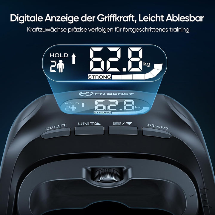 FitBeast Griffkraft-Tester mit einstellbarem Griffkrafttrainer &amp; Fingertrainer - Fortschritt verfolg