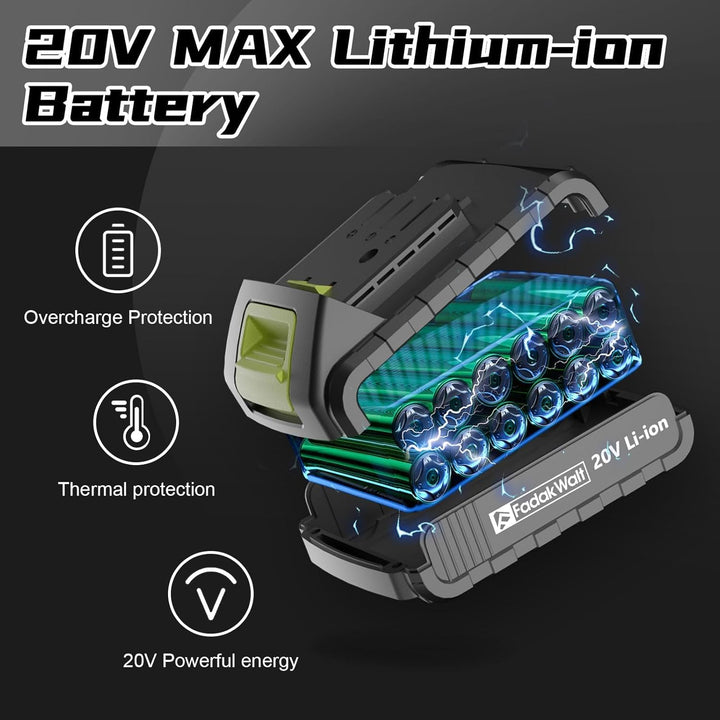 FADAWALT Akkuschrauber Set, 20V Akku Bohrschrauber Set mit 2 Akkus mit je 1300mAh, 21+1 Drehmomentst