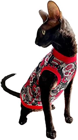 Kotomoda Sphynx Katzen Kleidung T-Shirt Rote Schдdel (XS), XS