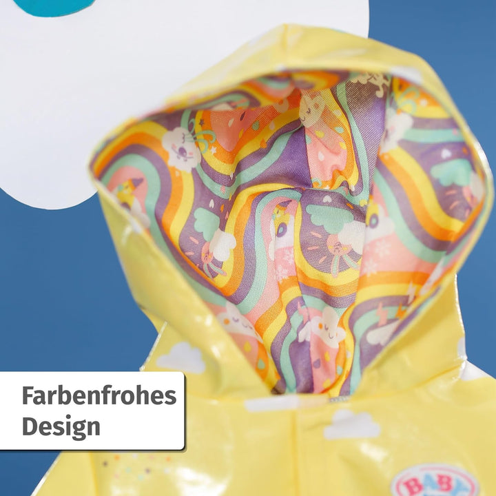 BABY born Deluxe Regen-Oufit mit Regenmantel, Regenhose und Gummistiefeln für 43 cm Puppen, 836460 Z