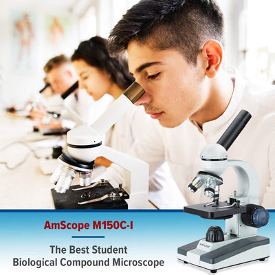 AmScope M150C-I Optische Ganzmetalllinsen Akku-LED-Studentenmikroskop für biologische Verbindungen,