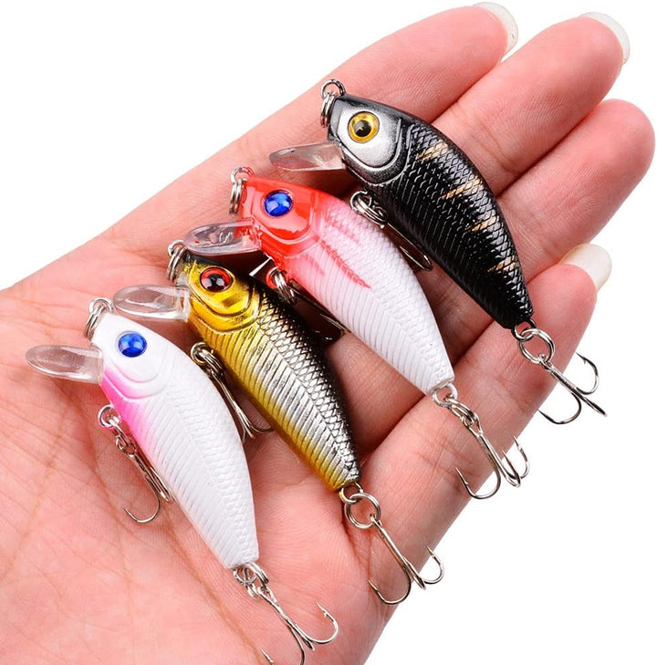 Aorace Angelköder-Set, gemischt, inkl. Elritze Popper Kurbelköder mit Haken für Salzwasser, Süsswass