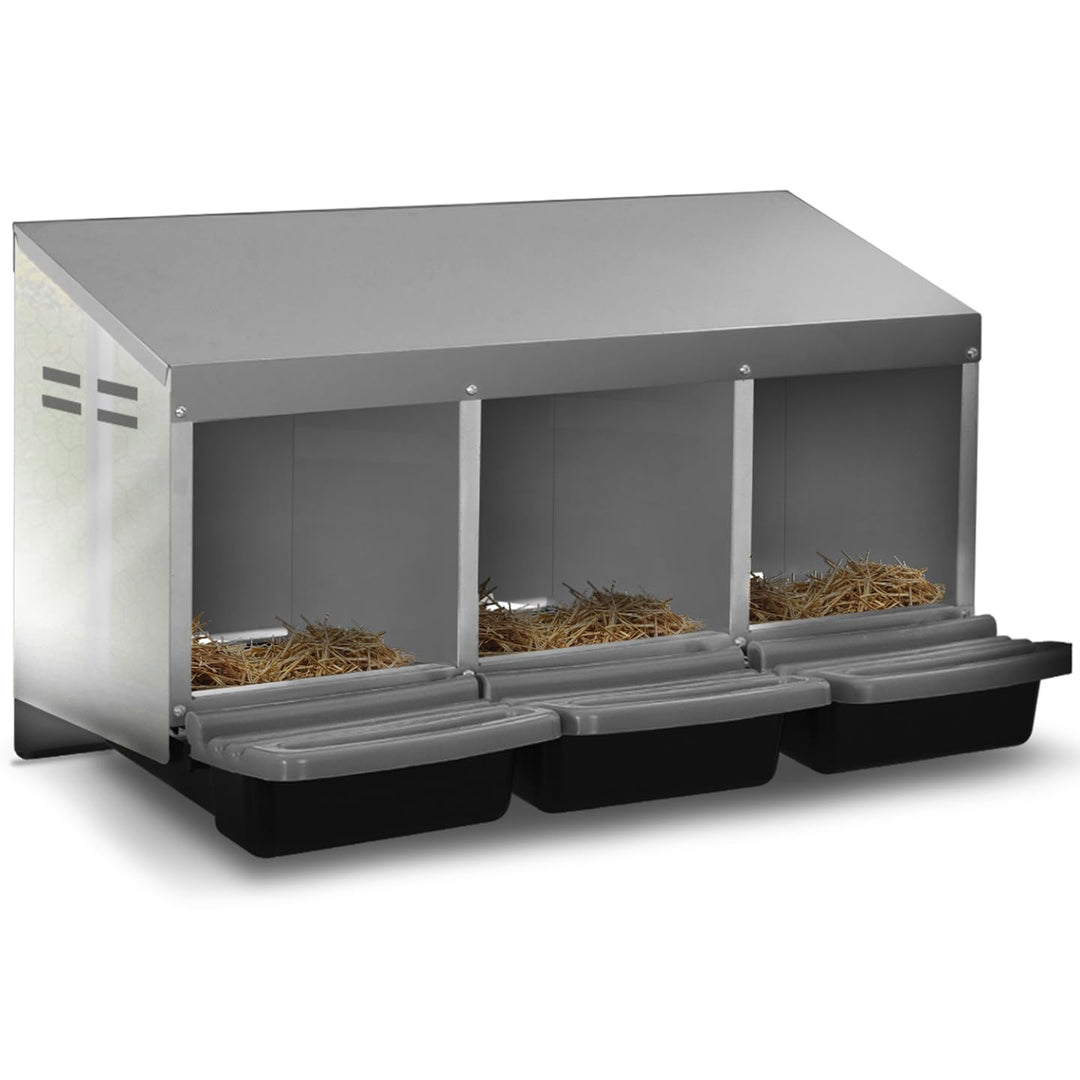 IDMarket - Hühnerstall 3 Plätze Nistkasten aus Metall mit Boden
