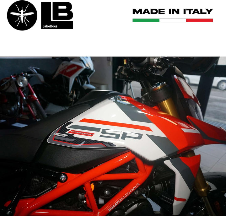 labelbike - 3D Aufkleber Dekorationen und Motorrad Tankschutz, kompatibel mit Ducati Hypermotard 950