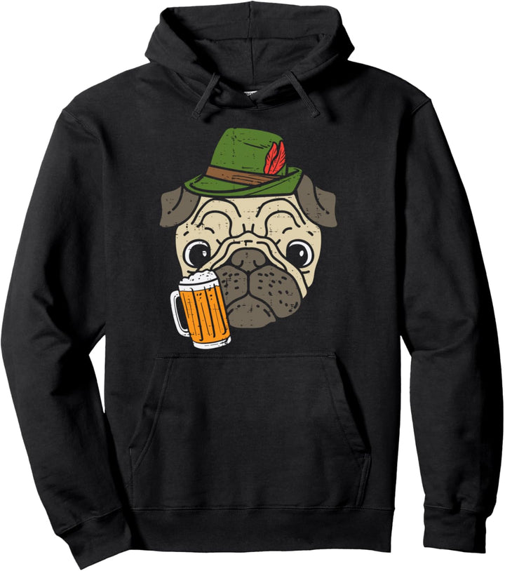 Deutsches Mopsgesicht Oktoberfest Bayerischer Hundebesitzer Herren Damen Pullover Hoodie