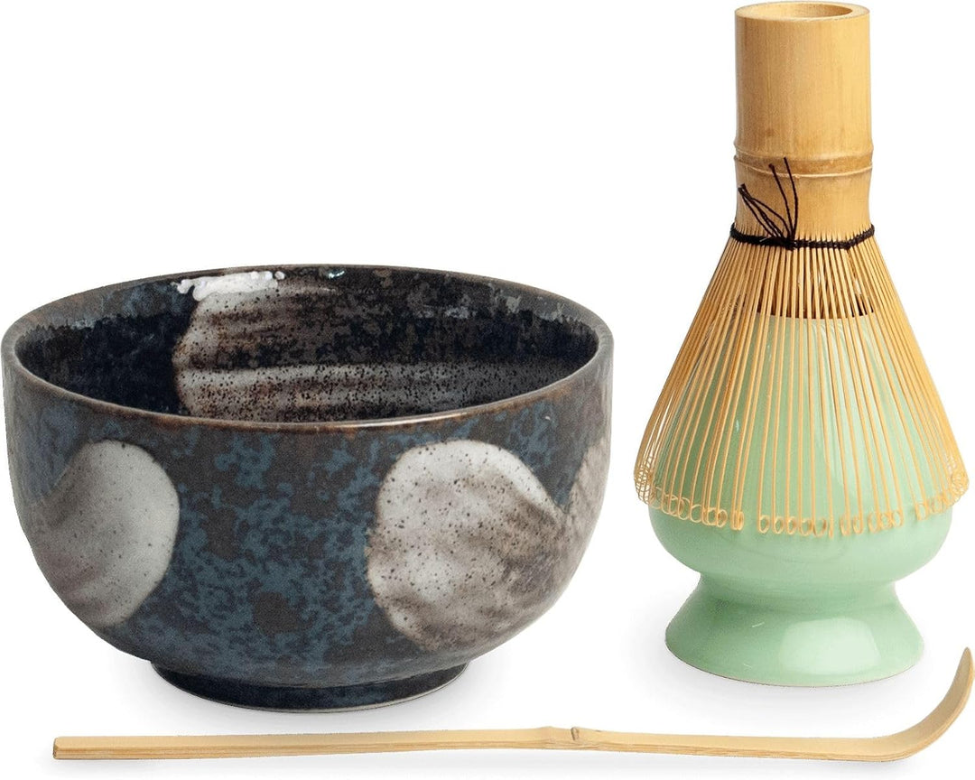 Matcha Schale Set aus Japan in Geschenkbox Matchaschale inklusive Bambus Besen, Bambus Löffel und Be