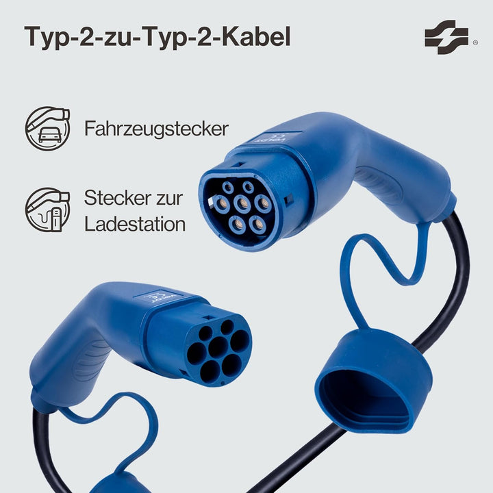 VOLDT Typ 2 Ladekabel 22 kW 32A, 3-phasig für EV Elektroautos PHEV, Typ 2 zu typ 2 Modus 3 Ladekabel