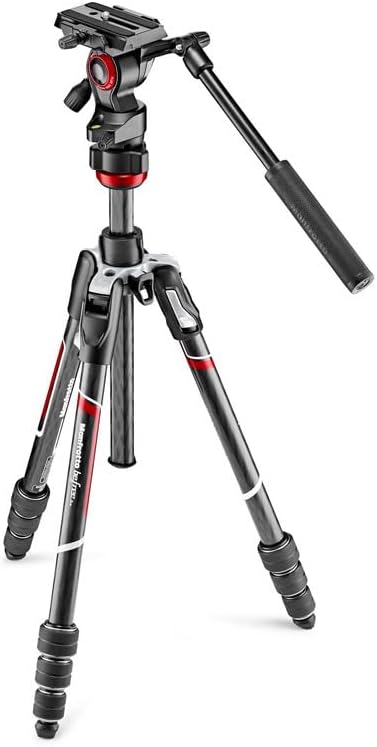 Manfrotto Befree Live Carbon Reisestativ Twist (Drehverschluss) mit Fluid-Video Kopf inkl. Tasche (T