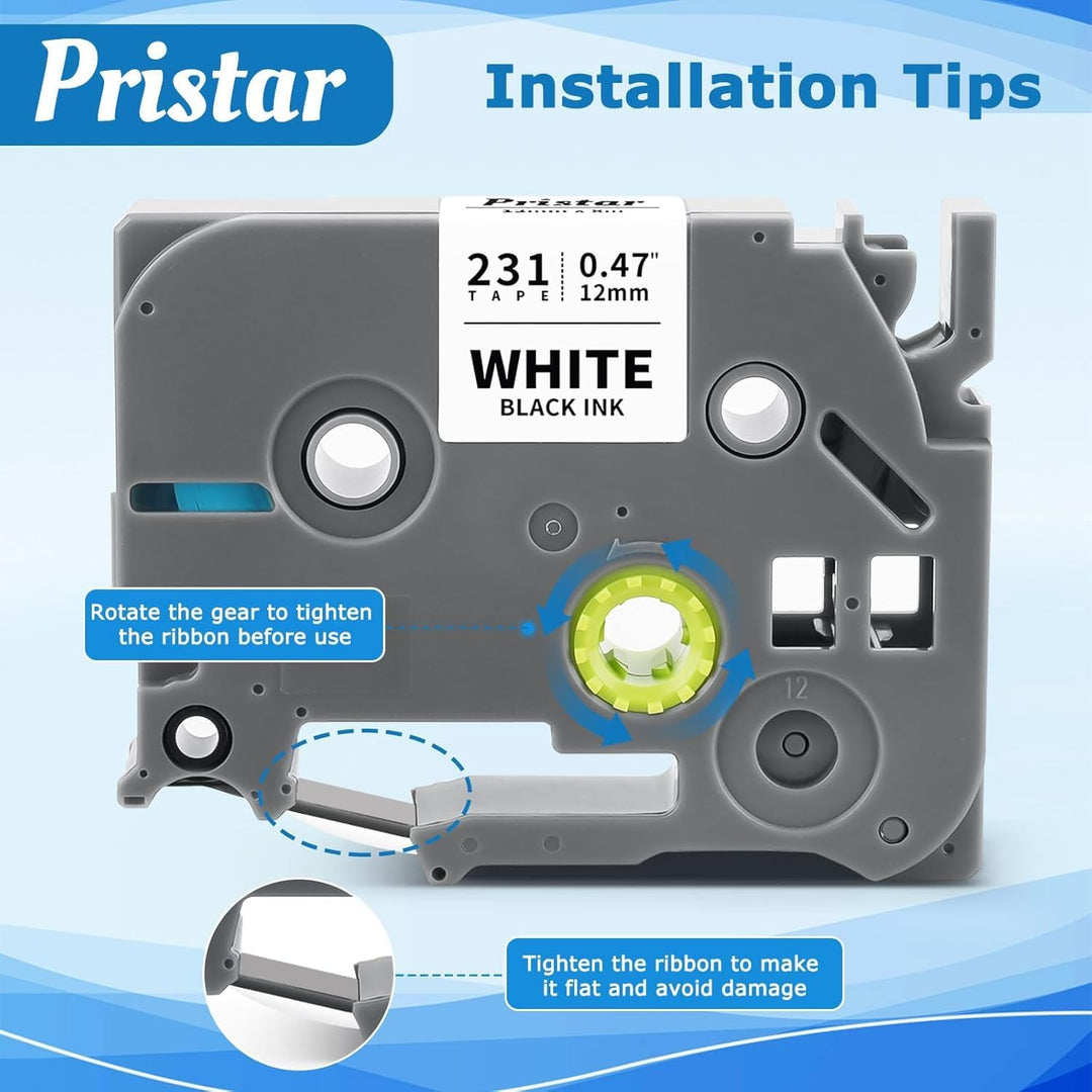 Pristar 12mm 0.47 Schriftband kompatible für Brother P-touch TZe-231 TZe231 TZ231 Tze Schriftbänder