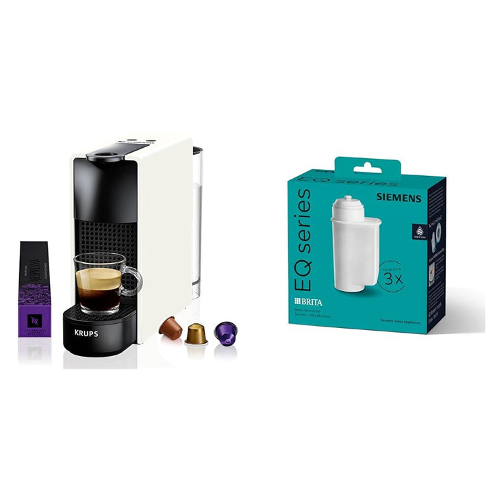 NESPRESSO Krups XN1101 Essenza Mini Kaffeekapselmaschine | 1260W | weiss | 0,7 Liter & Siemens BRITA