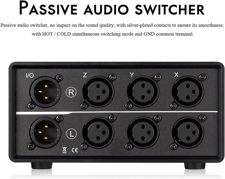Nobsound 3-IN-1-OUT XLR Audio Switch ; Balanced Audio Converter ; 3-Way Stereo Passive Audio Selecto
