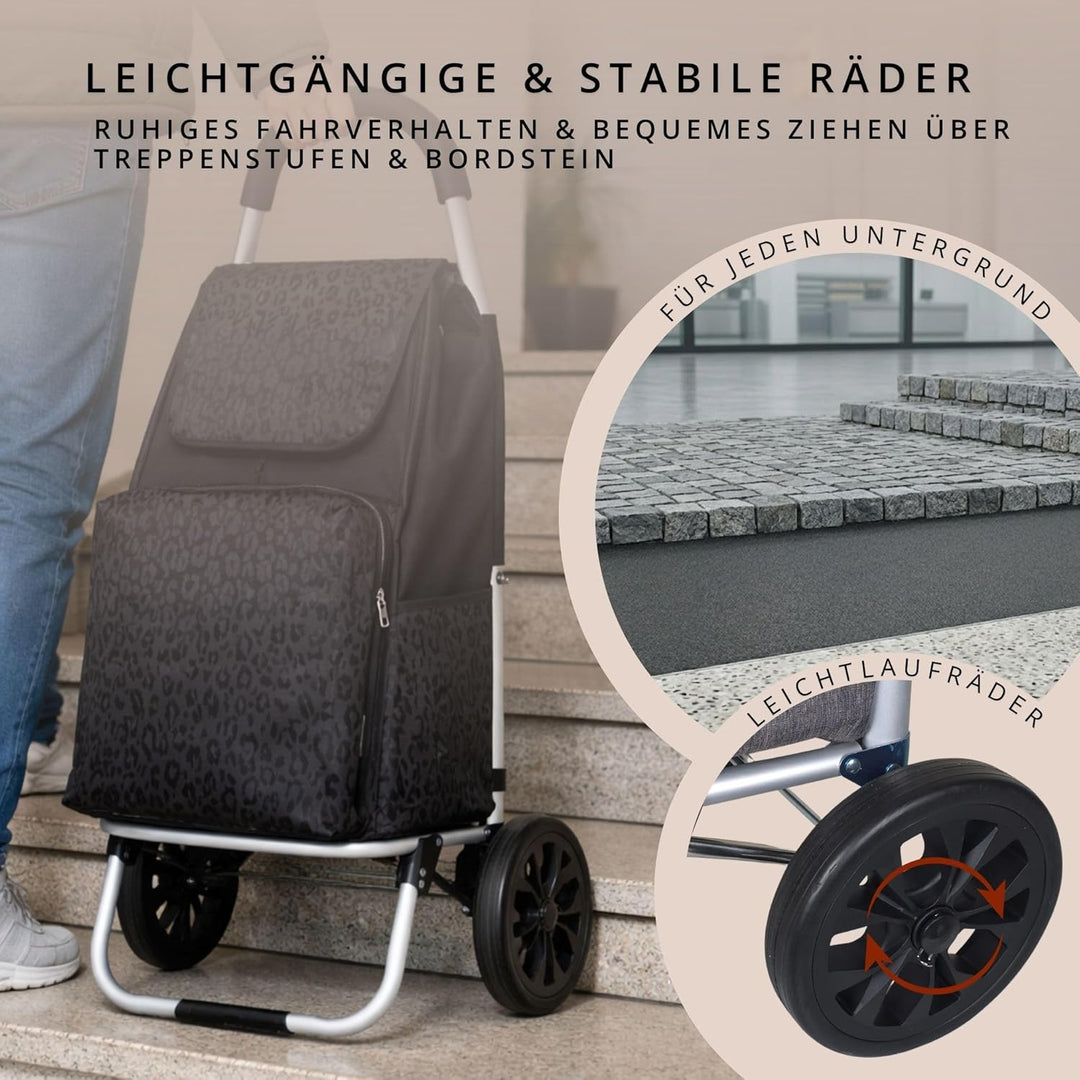 Einkaufstrolley klappbar mit Kühlfach, Einkaufshilfe Aluminium leicht, Einkaufswagen Shopper Trolley