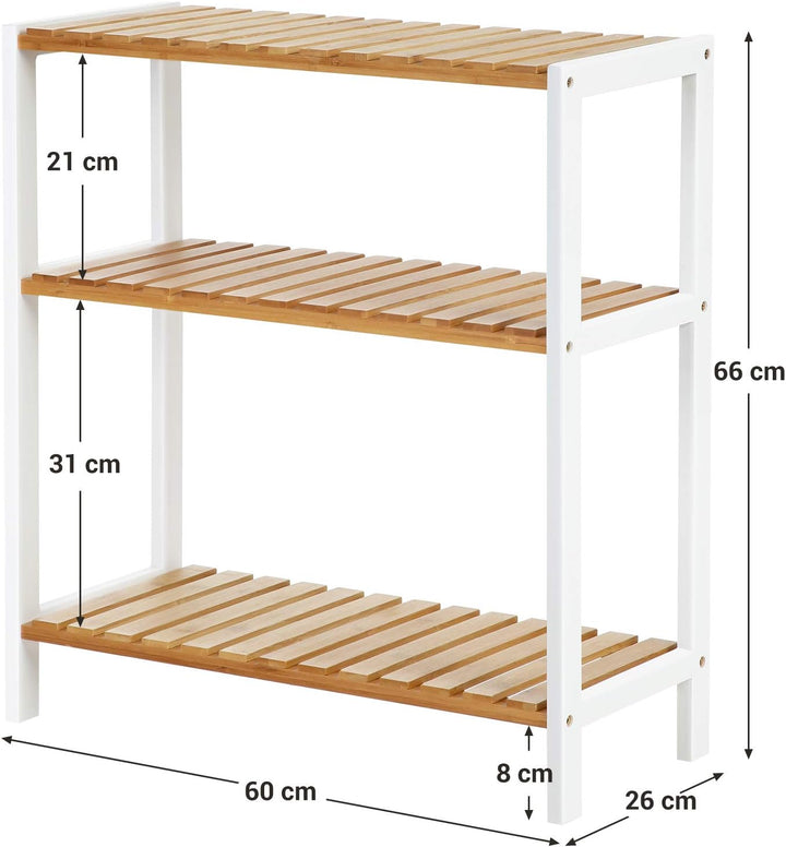 SONGMICS Badezimmerregal, Badregal, Küchenregal, Schuhregal, Standregal aus Bambus, 26 x 60 x 66 cm,