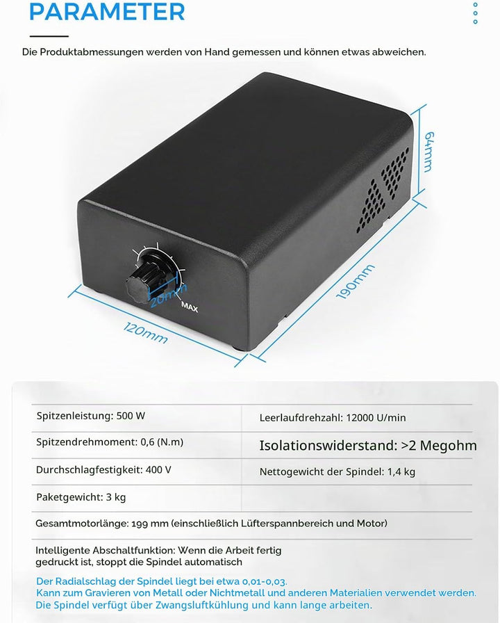 Twotrees TTC450 TT450Pro 500W Spindel-Kit CNC 500W Spindelmotor-Kit Luftgekühlter BLDC-Motor 11000RP