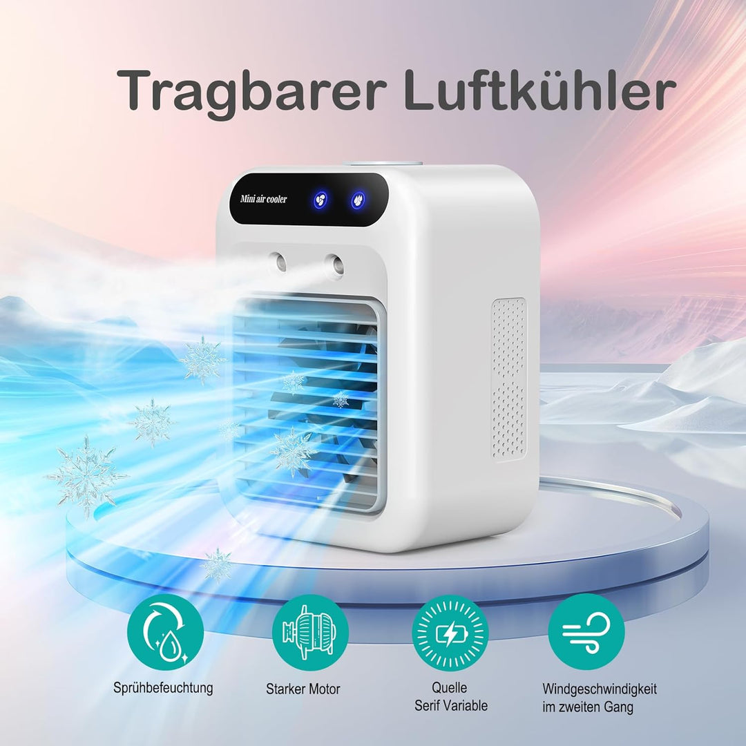 Mobile Klimaanlage, leise Tragbare Klimaanlage, 500ml-Luftkühler, 2 Geschwindigkeitsstufen, 2 Nebelm