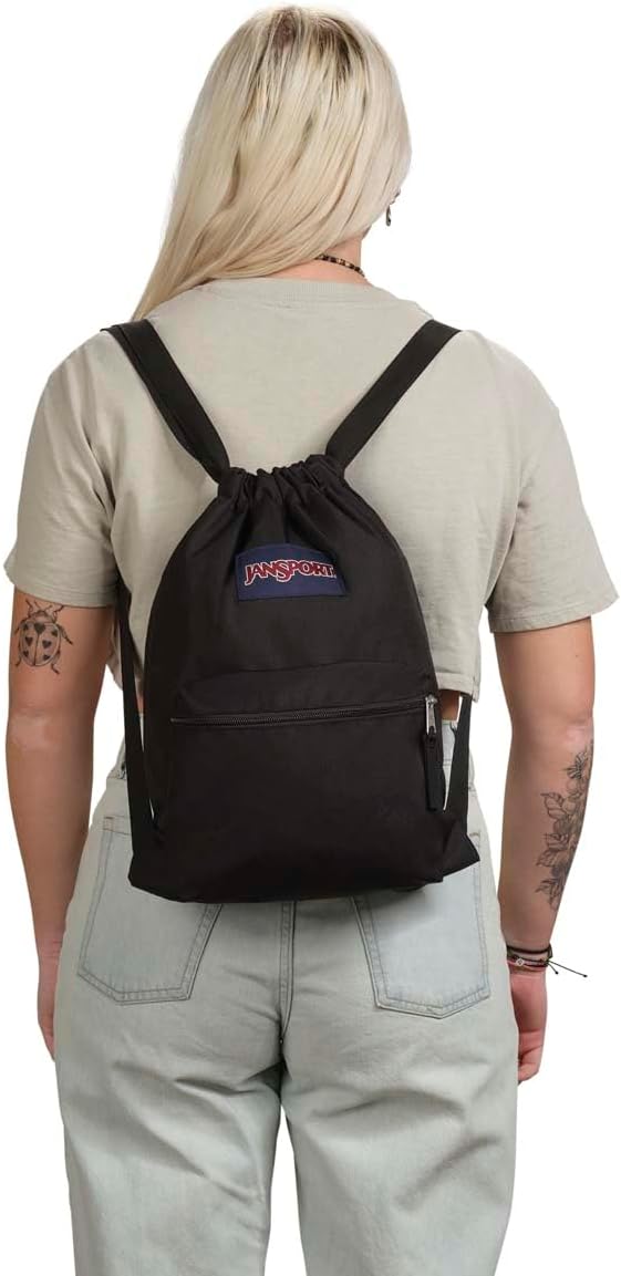 JanSport DRAWSACK Kleiner Rucksack,Black Schwarz, Schwarz