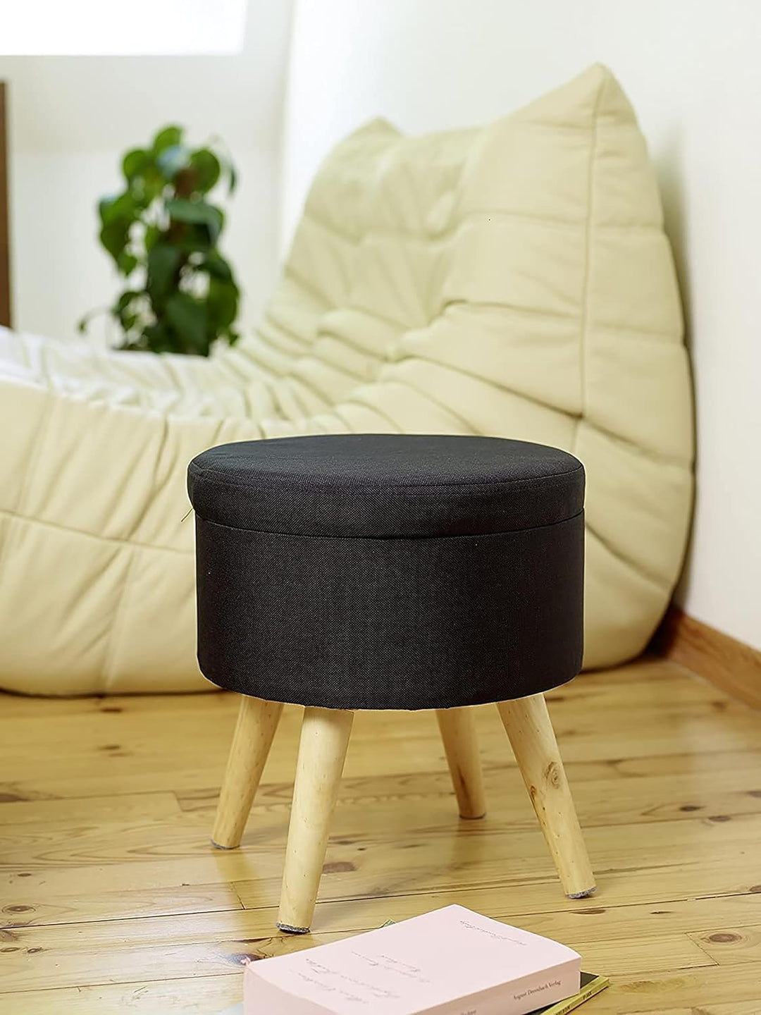 Echtwerk Sitzhocker Max, Sitztruhe, Sitzwürfel, rund, mit Stauraum, Deckel abnehmbar, gepolsterte Si