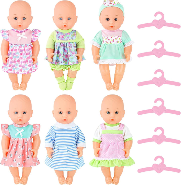deAO Puppenkleider, Puppenkleidung 30 cm 35 cm Set mit 2 Puppen Höschen, 6 Blümchenmuster Shirt mit