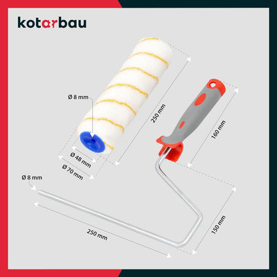 KOTARBAU® 5er Set Farbroller Gelbfaden 250 mm mit Gummigriff Farbwalze Walzenbürste Pinsel Rollerwal