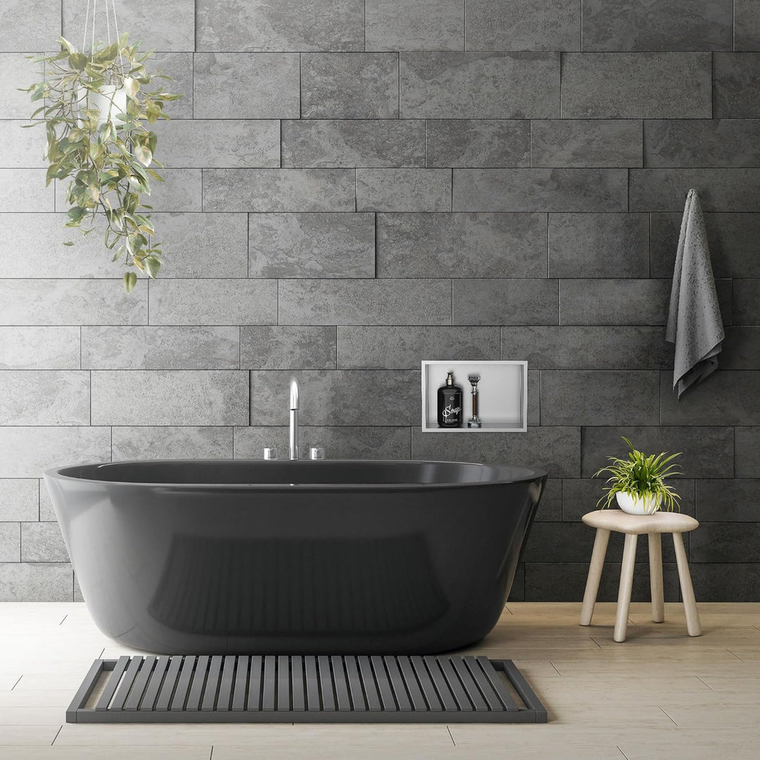 LuxeBath Wandnische aus Edelstahl, 20x30x10 cm, Silber, Duschnische mit Rahmen, Einbauregal, Flexibl