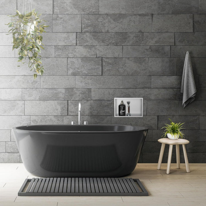 LuxeBath Wandnische aus Edelstahl, 20x30x10 cm, Silber, Duschnische mit Rahmen, Einbauregal, Flexibl