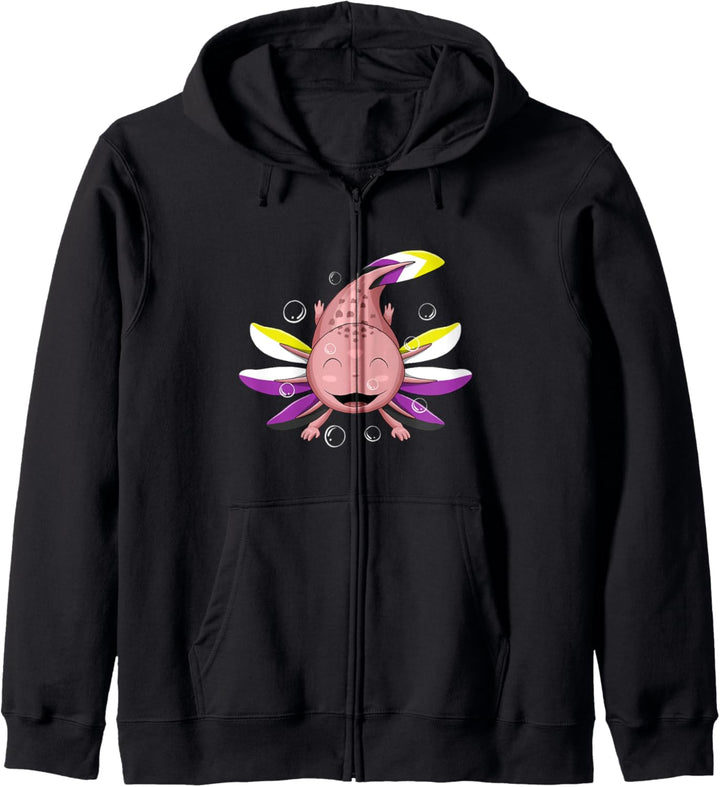Nicht-binärer Axolotl Nonbinary Pride LGBTQ Kapuzenjacke