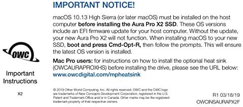 OWC - 480GB Aura Pro X2 - NVMe SSD für Mac Pro (Late 2013) 480 GB SSD Upgrade Kit, 480 GB SSD Upgrad