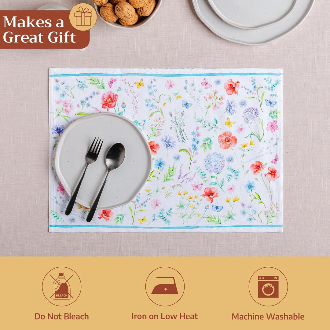 Maison d'Hermine Stoff-Tischsets, 100% Baumwolle, 4er-Set, 33 cm x 48 cm, dekorative, waschbare Tisc