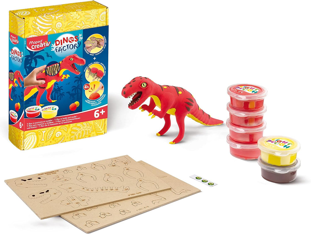 Maped Creativ – Dinos Factory T-Rex – Holzskelett zum Zusammenbauen – Dinosaurier-Figur zum Modellie