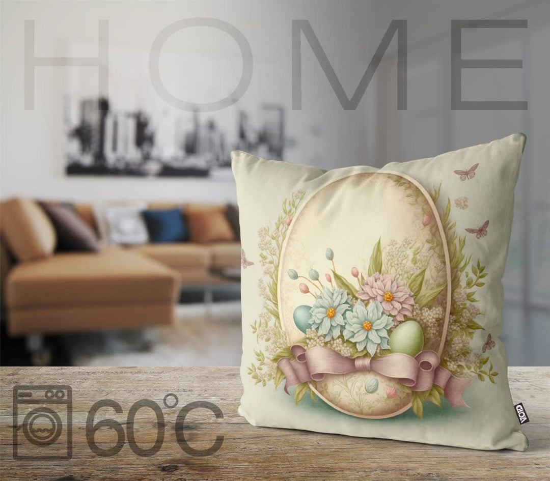 VOID Osterei Deko Blumen 80x80 Kissenhülle Polyester Zierkissen Couchkissen Ostern Osterdeko Deko 70