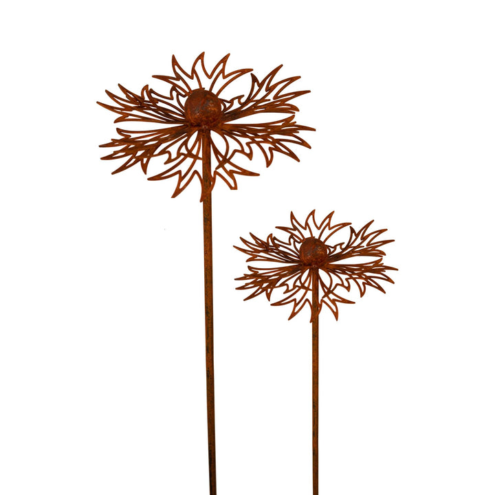 3er Set Gartenstecker Sonnenhut Metall Rost Gartendeko Edelrost Rankstab Beetstecker Topfstecker Nat