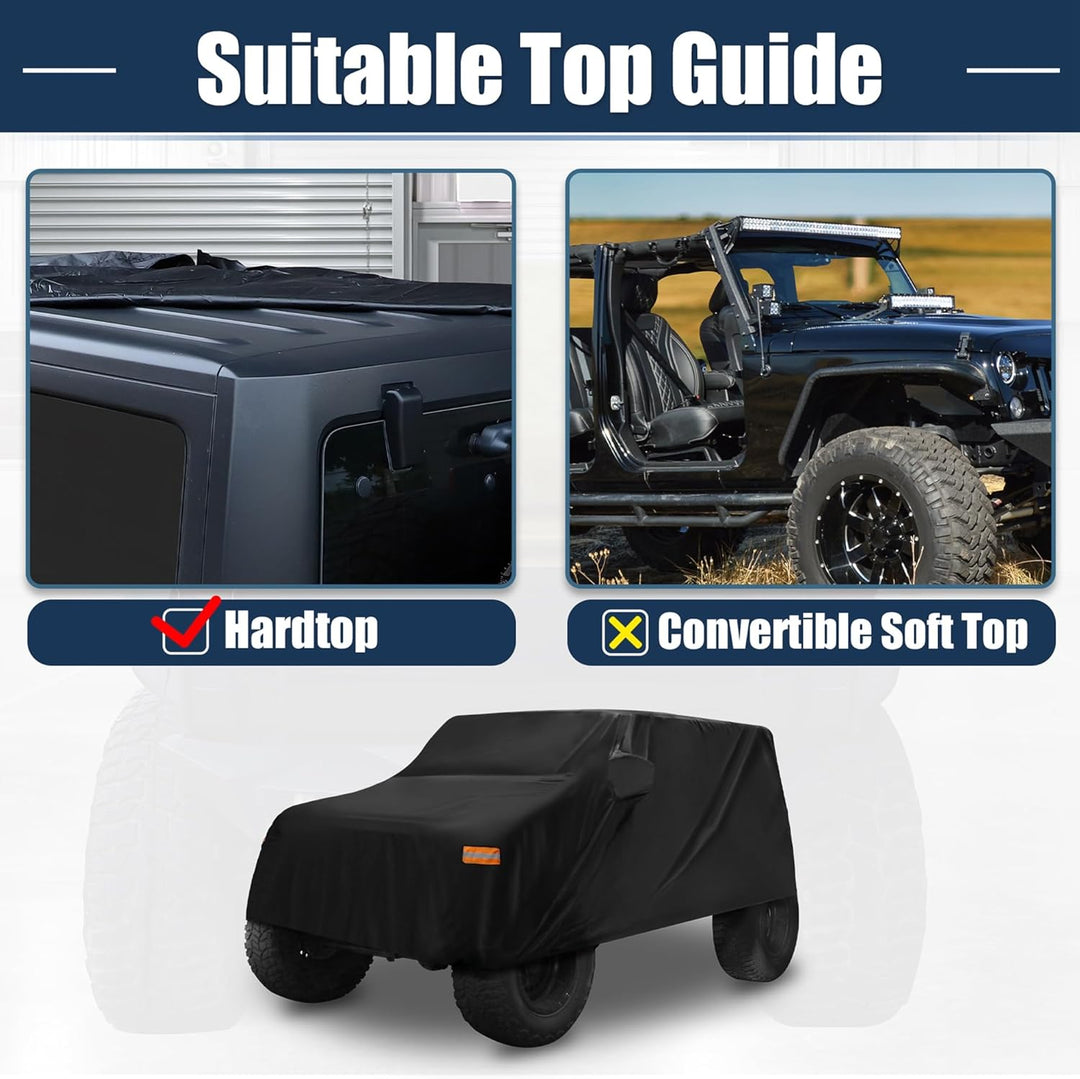 X AUTOHAUX SUV Auto Abdeckung für Jeep Wrangler JK JL 2 Türer 2007-2021 Wasserdicht Schwarz, Schwarz
