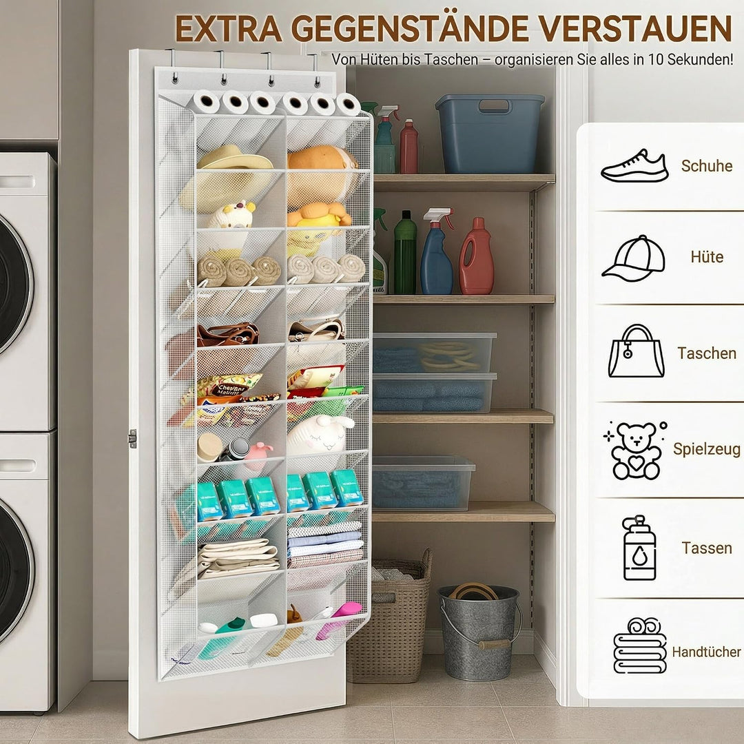 MISSLO 30 Paar Schuhorganizer Tür Hängend Atmungsaktives Mesh Tür Schuhregal für Kleiderschrank mit