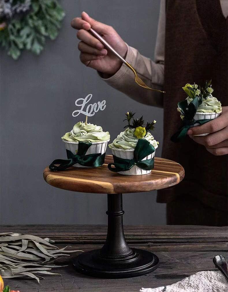 NUPTIO Rustikaler Tortenständer aus Holz: Schwarzer Cupcake-Ständer Rund Hochzeit Geburtstag Tortens