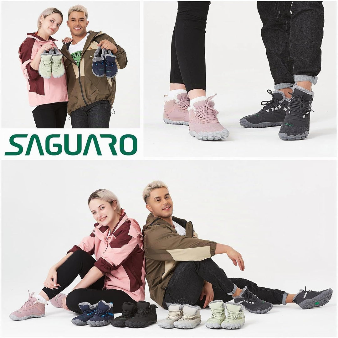 SAGUARO Barfussschuhe Gefüttert Herren Winterschuhe Damen Warm Winterstiefel 36 EU Weiss, 36 EU Weis