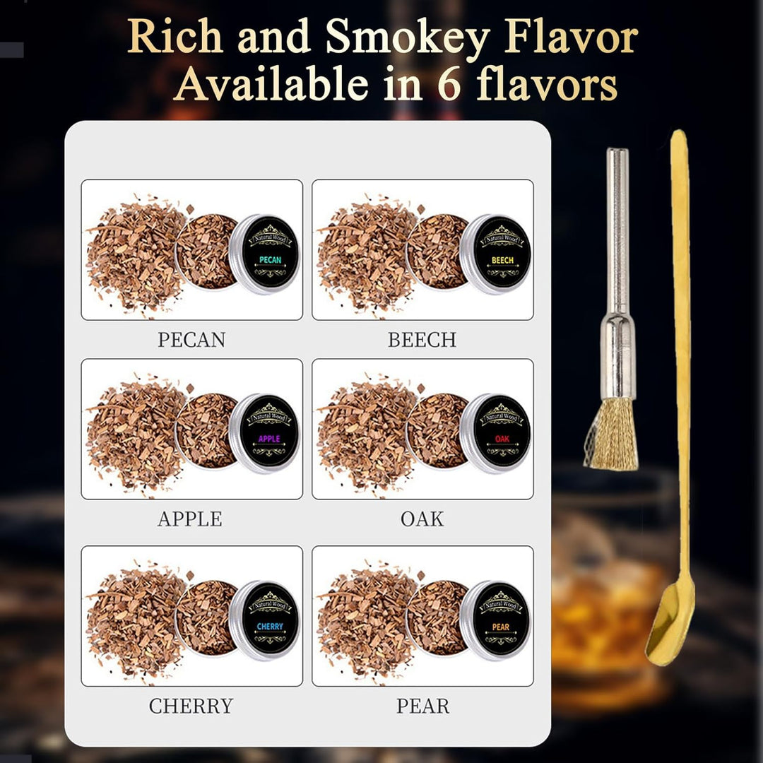 Elektrischer Whiskey Smoker Kit, Spalivivre Wiederaufladbare Cocktail Smoker Kit mit 6 Holzchips, Wh